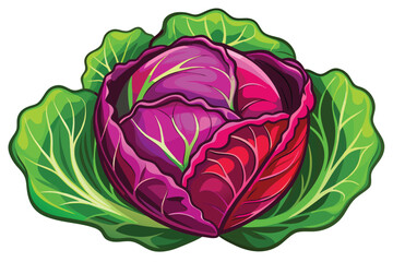Vibrant Red Cabbage Head Amidst Fresh Green Leaves A Culinary Delight and a Celebration of Nature's Bountiful Harvest