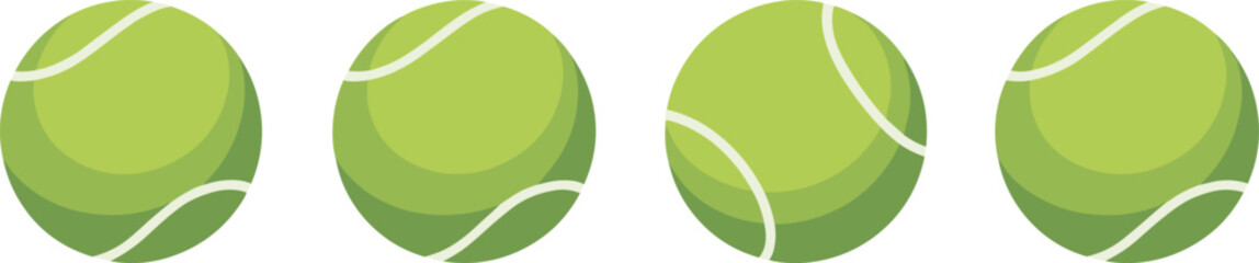 Tennis ball vector set, green sports ball illustration, realistic style, game equipment icon, isolated graphic for match and training.