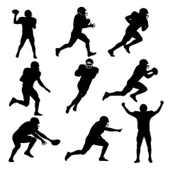 American football player silhouette set vector	