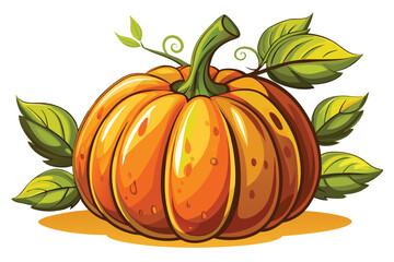 Vibrant Pumpkin Illustration Symbolizing Autumn Harvest and Festive Holiday Celebrations Featuring an Intricate Design on a White Background