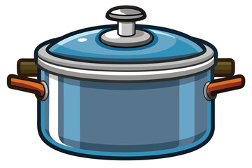 Vector Illustration of a Cooking Pot with a Lid and Two Handles for Home Kitchens 
