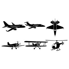 Set planes silhouette set	