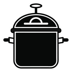 Vector Illustration of a Cooking Pot with a Lid and Two Handles for Home Kitchens 