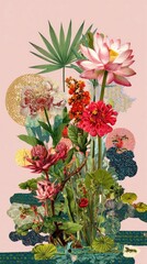 Indonesia theme flowers illustration pattern.