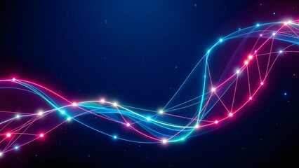 Obraz premium Dynamic abstract glowing lines and nodes depicting data flow and network connections.