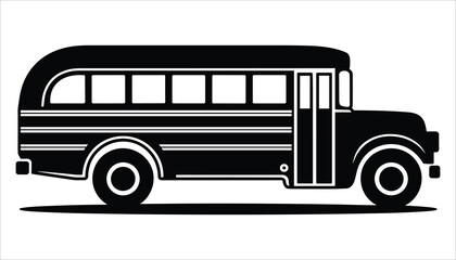 School Bus Vector Illustration, Vintage Bus Silhouette Icon, Transportation Vehicle Clipart for Education and Travel Design