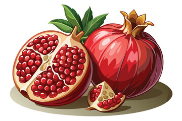 Vibrant Pomegranate Still Life A Colorful and Appetizing Display of Fresh Fruit with Bold Highlights and Dynamic Composition