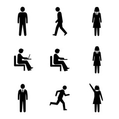 Silhouettes Depicting Different Human Activities in a Minimalist Style Design

