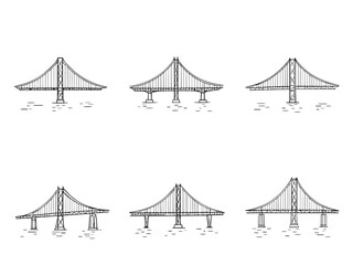 Tacoma Narrows Bridge Minimalist Drawing