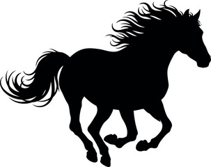 Majestic black silhouette horse galloping freedom spirit wild animal vector