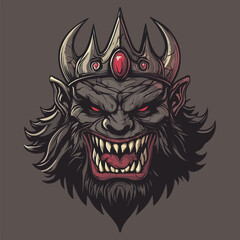 Dark Orc Troll Head Avatar Fantasy Illustration for Merchandise and Decals Vector	