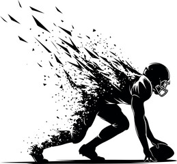 Exploding football player silhouette dynamic action sports graphic vector © Vector World