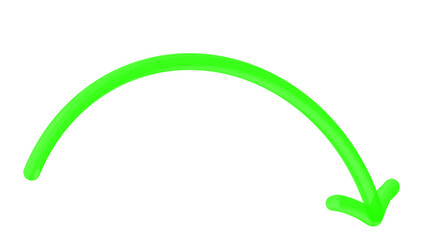 Creative Curved Arrow Green Icon Artistic Modern Vector Isolated Symbol on Transparent Background PNG Bold Smooth Design