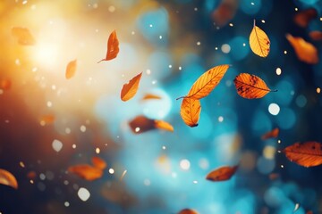 Vibrant autumn leaves in motion