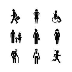 Silhouettes Depicting Different Human Activities in a Minimalist Style Design

