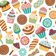 Colorful Cartoon Candy Land Sweet Treats and Childhood Delights