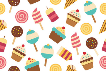 Colorful Cartoon Candy Land Sweet Treats and Childhood Delights