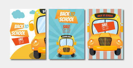 Back to School Sale Collection – 3 Designs with Yellow School Bus and Discounts