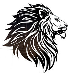 A majestic lion head illustration, isolated on transparent background, embodies strength and courage in its powerful design