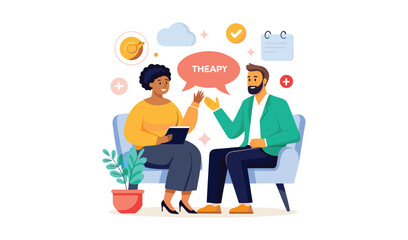 Fototapeta premium Therapist and patient discussing mental health during a counseling session