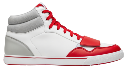 Isolated White and Red High Top Sneaker