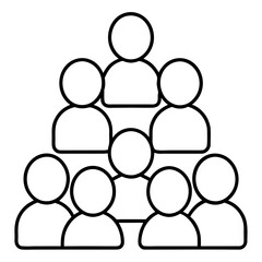Simple line art depicting a collaborative group of people working together