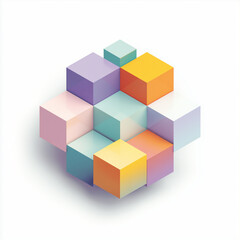 Obraz premium Abstract Color Cube Logo on White Studio