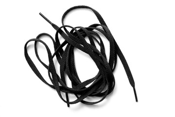 Close-up of shoelace isolated on white background
