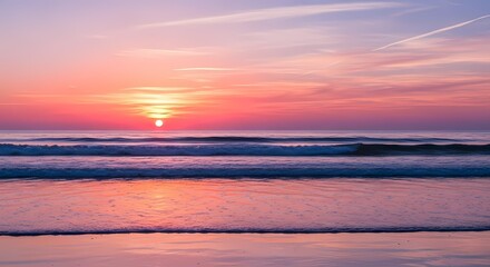 Obraz premium Sunset Over Calm Ocean Waves