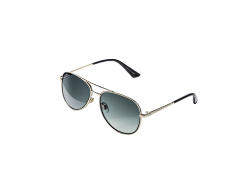 Gold Framed Aviator Sunglasses with Grey Gradient Lenses Isolated on Black Background Stylish Accessory Fashion Eyewear
