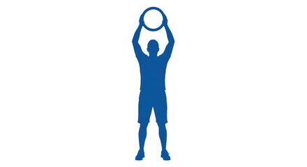 Isolated Blue Silhouette of Man Lifting Weight