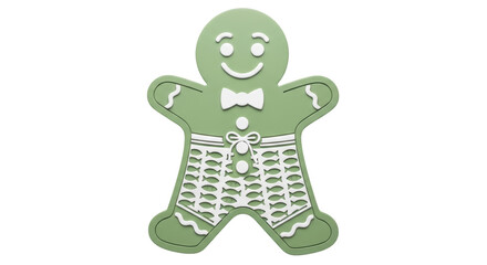 Isolated Green Gingerbread Man with Bow Tie
