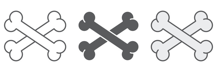 Cross bone line icon, halloween and danger, crossed bones sign, vector graphics, a linear pattern on a white background.
