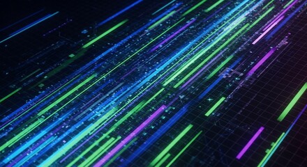 Abstract Data Stream Visualization: Dynamic Flow of Neon Lines