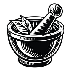 Apothecary Preparation Mortar and Pestle Symbolizes Ancient Herbal Remedies and Medicinal Preparations for Health and Wellness Therapies
