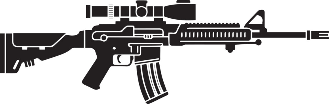 modern military firearm black silhouette vector clipart icon m4 ar15 tactical gun illustration
