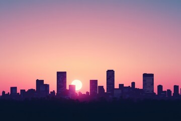 Stunning sunset over a modern city skyline with vibrant colors