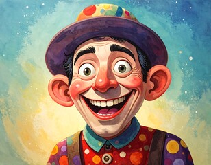 Cheerful clown portrait, vibrant colors