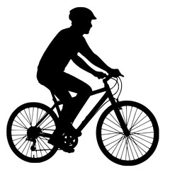 Fototapeta premium Silhouette of Person Riding Bicycle Vector Illustration