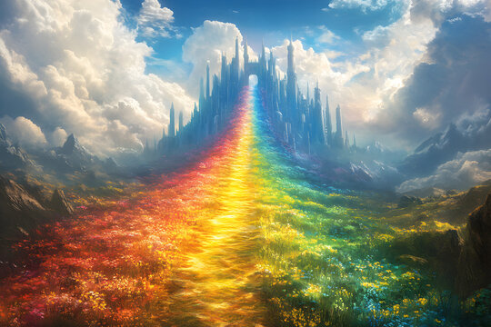 Bifrost the rainbow bridge to Asgard in Norse mythology, legendary divine gateway of gods linking realms, epic fantasy illustration of mythical celestial path from ancient Viking legend