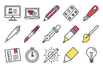 vector set of school icons