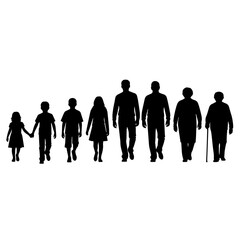 Isolated minimal black family silhouettes. Collection of family silhouettes on isolated background. Vector