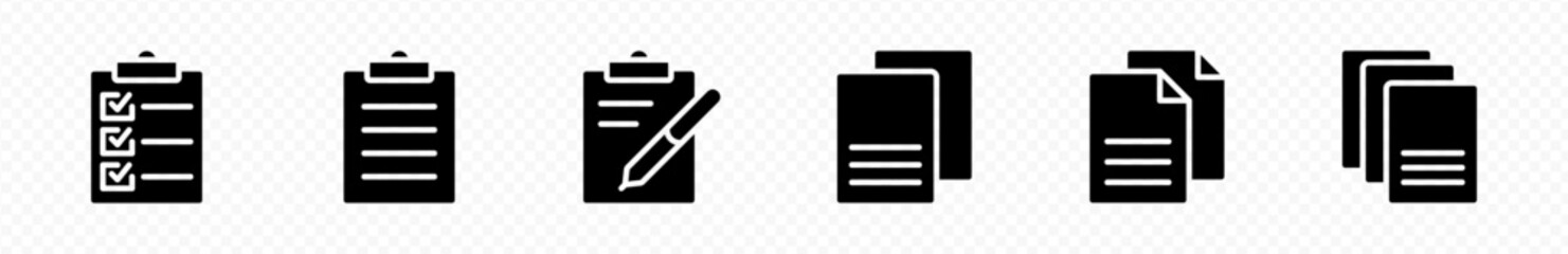 document icons. paper symbol containing search, edit, tick, cross sign. transparent png and vector illustration.