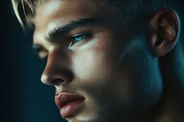 Obraz premium Engaging male grooming and makeup visuals showcasing inclusive beauty standards