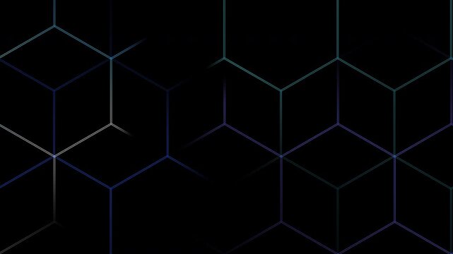 Dynamic cubic lines blue vertical geometric thin gradient going to infinity with highlights animation seamless loop