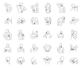human body pain points ache line art minimalist drawing set