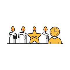 Multiple candles with Jewish star symbol