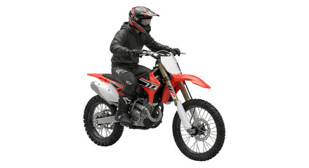Isolated Man on Red Dirt Bike