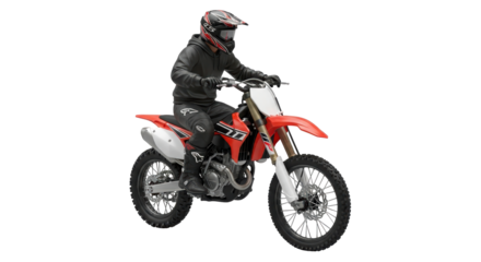 Isolated Man on Red Dirt Bike