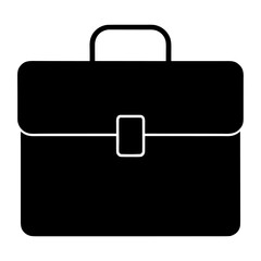 Solid black silhouette of a business briefcase